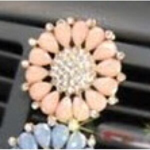 🆕 Diva Glam-Air Orange Glitter Daisies Crystal Car Clip Scented Air Freshener